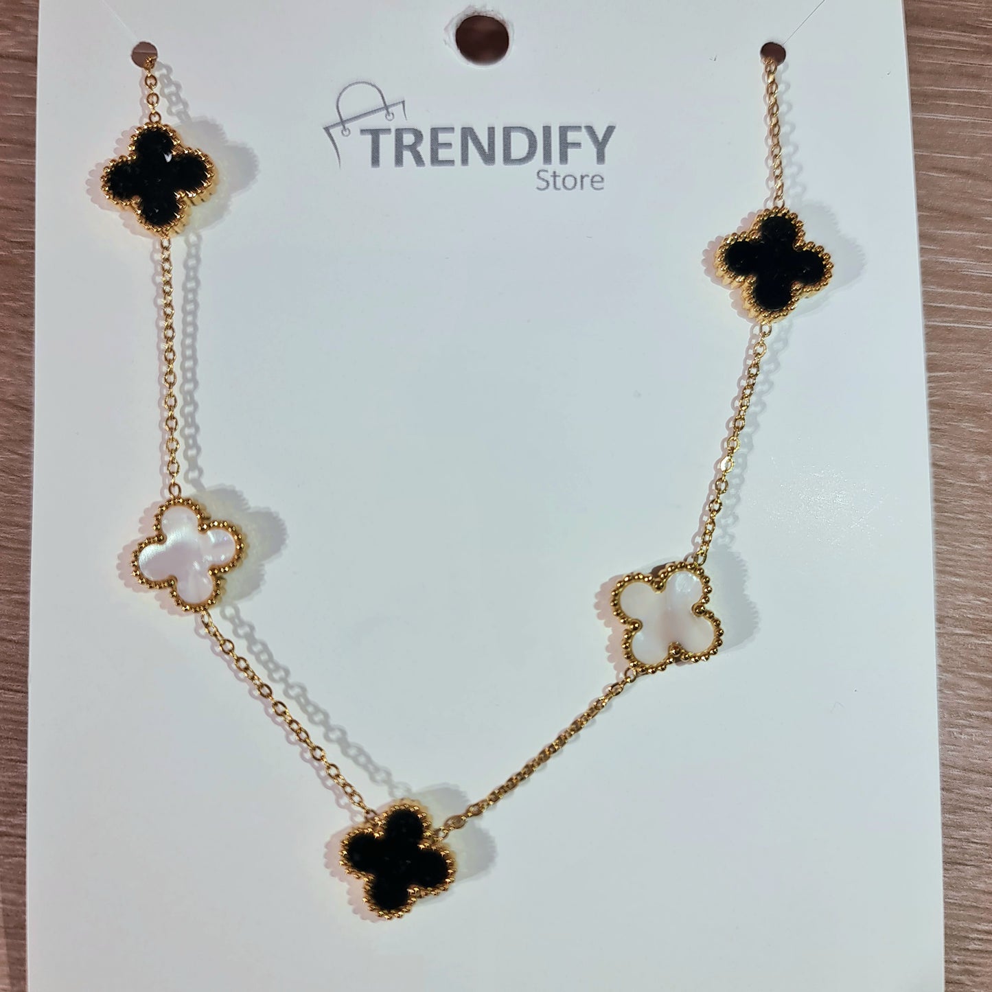 Collar Acero Inox con treboles de 4 hojas