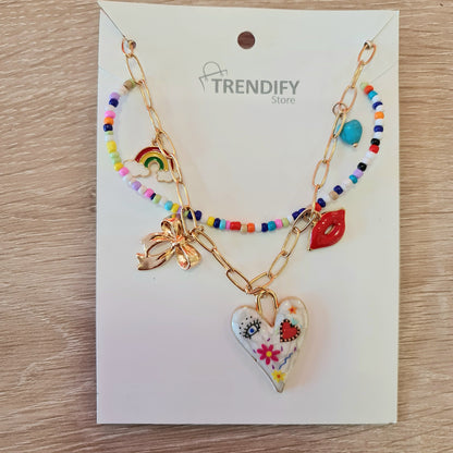 Set collar multicapa bohemio