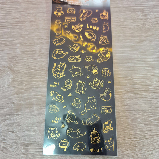 Stickers gatitos transparentes bordes dorados